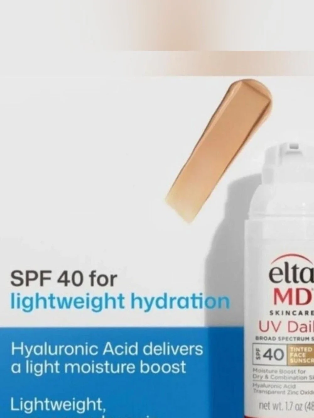 EltaMD UV Daily Tinted SPF 40 Face Sunscreen Moisturizer with Zinc Oxide,
